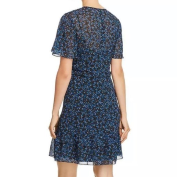 Parker Blue Floral Ruffle Short Sleeve Dress - Picture 2 of 9